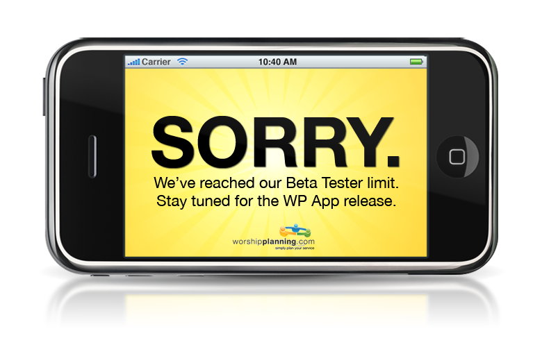 Sorry. Tester sign-up sheet is full.